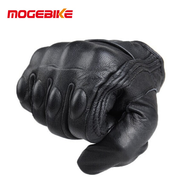 Retro Pursuit Perforated Real Leather Motorcycle Gloves - Waterproof